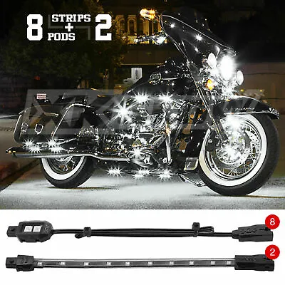 8 Pods 2 Strip Custom Motorcycle Underglow Accent Light For S And S Motor WHITE • $49.99