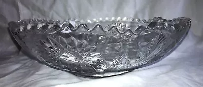 1 EAPG - Millersburg Glass HOBSTAR &  FEATHER Large Clear Bowl • $16