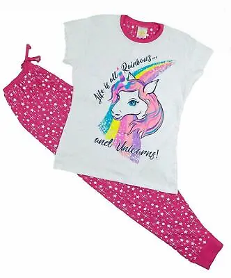 Girls Unicorn Short And Long Pyjamas 9-13 Years • £4.99