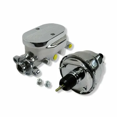 Chrome 7  Dual Diaphragm Brake Booster & Aluminum Master Cylinder 1  Bore 4 Port • $126.68