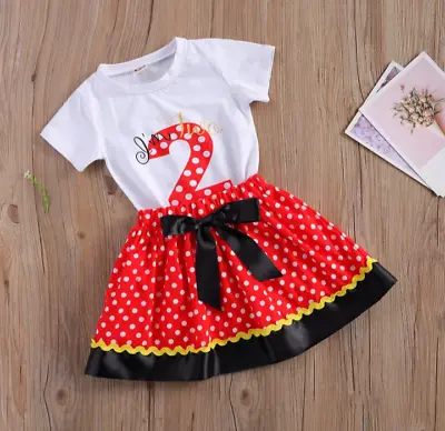 Minnie Mouse Disney Dress Outfit Photoshoot Second Birthday Clothes Skirt • $21