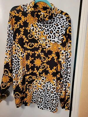  IMAN Women PLUS SZ 2X Animal/Versace' Print Strech Comfy Soft Black/White/Brown • $20