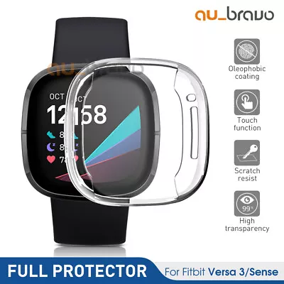 For Fitbit Versa 3/ Sense Case Silicone Crystal TPU Screen Protector Frame Cover • $7.95