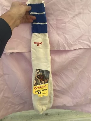 Vintage Spalding Extra Long Warm Up Tube Socks Striped Blue White NEW 70s USA • $19