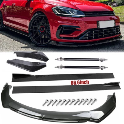 $119.99 • Buy Carbon Fiber Front Bumper Lip Side Skirt Strut Rods For VW GTI VR6 337 Hatchback