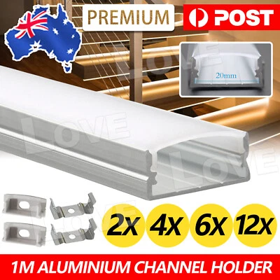 $19.95 • Buy 20mm 1m Aluminium Light Channel Frosted Cover Profile Bar Led Strip Lights