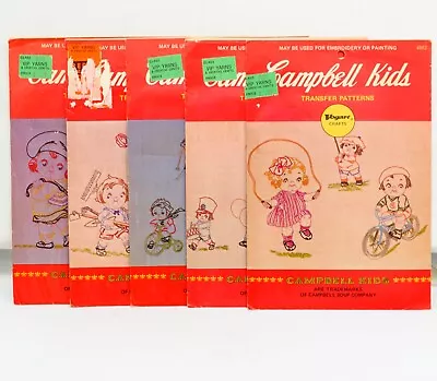 Lot Of 5 Vogart “Cambell Kids” Embroidery/Painting Hot Iron Transfers • $18