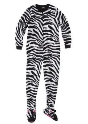 Nick And Nora Footed Zebra Print Pajama Women's Fleece. Size S EUC. • £24.05