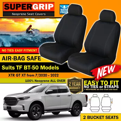 FRONT SuperGrip Neoprene Seat Covers Mazda BT-50 TF XTR GT XT 7/2020-2024 BT50 • $158.86