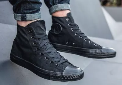 New CONVERSE All Star Chuck Taylor Hi Top Sneaker Triple Black Mens All Sizes • $99.95