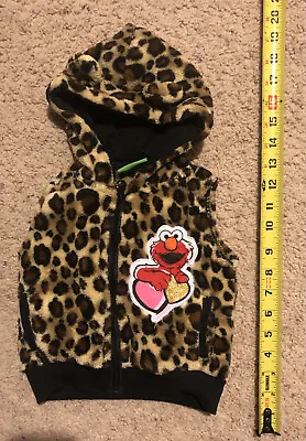 $4.99 • Buy Sesame Street Elmo Jacket Vest Size 12 Months Leopard Print
