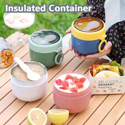 Stainless Steel Lunch Box Thermos Food Flask Insulated Soup Jar Container Kid YA • $15.36