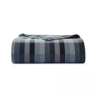 Eddie Bauer Blanket 90  Windsor Stripe Cotton (1-Piece) Full/Queen Size Blue • $44.51