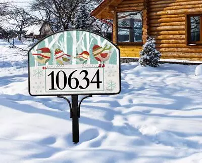 Yard Design Magnet Address Marker House Number Magnetic Sign WINTER BIRDS ❤️tw • $17