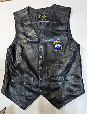 Scully Leather Vest Mens S Black Lined Powder River Trikers Gillette WY Patches • $59.95