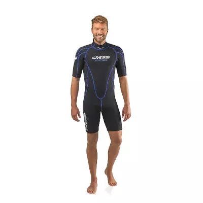 Open Box Cressi 2.5mm Man Tortuga One-Piece Shorty Wetsuit - Black/Blue - Large • $63.95