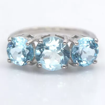 Gemstone 8 Mm. Sky Blue Topaz Jewelry Ring 925 Sterling Silver Size 8 • $13.50