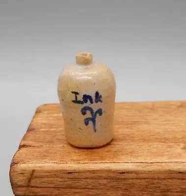 Vtg Antique Primitive Stoneware Ink Jar Artisan Dollhouse Miniature 1:12 • $9.99