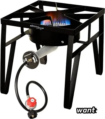 1X Flame King Heavy Duty 200K BTU 0-20 PSI Propane Gas Single Burner Black • $82.22