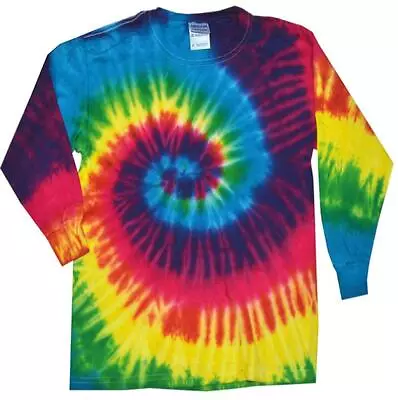 Colortone Long Sleeve Cotton Tie-Dye Tee TD15M- Unisex Rainbow Crew Neck T-Shirt • £21.39