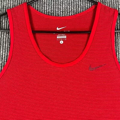 Nike Dri Fit Mens Size Large Red Sleeveless Tank Top Activewear Gym Run Lift • $16.19