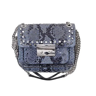 Michael Kors Shoulder Bag Rhinestone Leather Snakeskin Purse Chain Logo Small  • $41.36