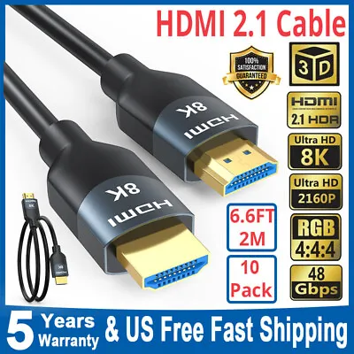 Lot Of 10 6.6FT 2M 8K HDMI 2.1 Cable 48Gbps High Speed HDMI Cord HDCP HDR EARC • $65.99