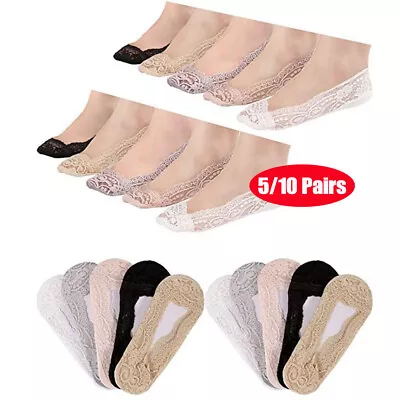 10 Pairs Womens Invisible Trainer Socks Footsies No Shoe Show Liner Socks Ladies • £7.96