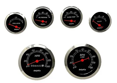 6 Gauge Set Mechanical Speedometer Hot Rod Street Rod Universal Black • $215