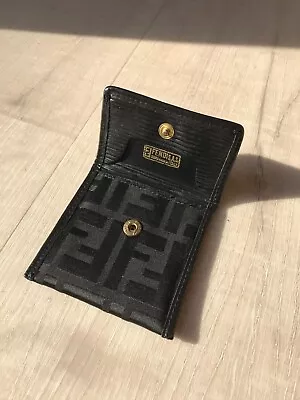 Fendi Coin Wallet- Black Fabric With Leather Trim- Vintage • $110