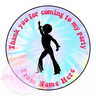 Personalised Disco 70s 60s 80s Stickers Birthday Party Thank You Sweet Cone • £1.99