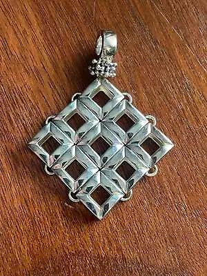 Vintage Michael Dawkins Sterling Silver 925 Square Diamond Enhancer Pendant • $44.99