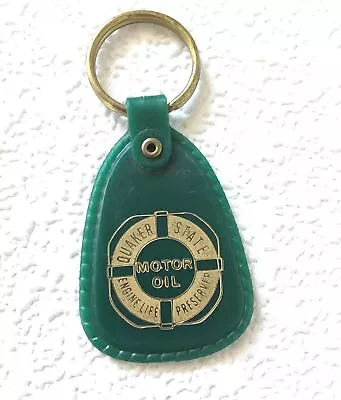 Vintage Keychain QUAKER STATE MOTOR OIL Key Fob Ring ENGINE LIFE PRESERVER • $14.93