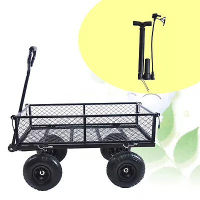 Garden Carts Yard Dump Wagon Cart Lawn Utility Cart Outdoor Steel Heavy Duty US • $112.99