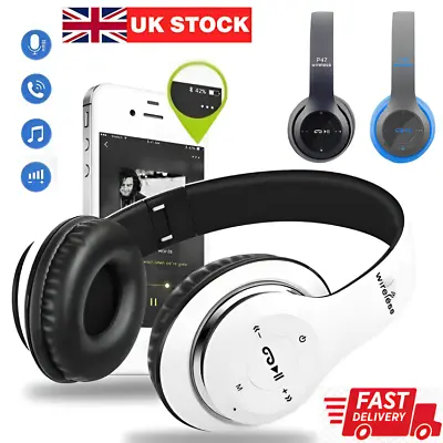 Wireless Bluetooth Headphones With Noise Cancelling P47 Over-Ear Earphone 5.1 UK • £6.59