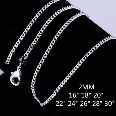 Wholesale New 925 Sterling Silver Filled 2mm Classic Chain Necklace For Pendant • $3.39