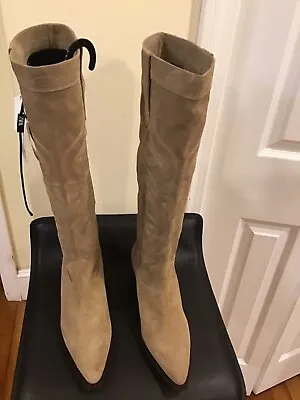 $79.95 • Buy Zara  Split Suede Leather Heel Cowboy Boots Color In Tan New With Ticket Size 8