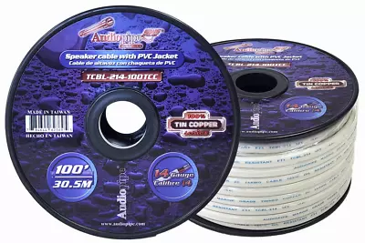 Audiopipe 14 Gauge 100 Feet Tin Copper Marine Grade Duplex Wire With White PVC  • $58.49