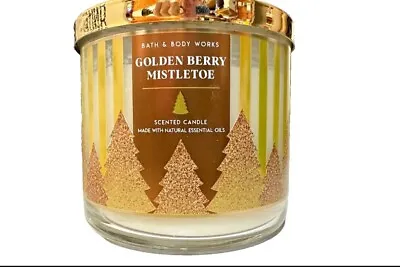 Bath & Body Works 3 Wick Candle 14.5 Oz Golden Berry Mistletoe Xmas Holiday NEW • $18.95