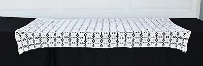 $34.99 • Buy Vintage Hand Crocheted Flowered Squares White Tablecloth 50 X 70