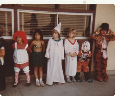 Vintage Snapshot: Kids In Raggedy Ann Clown Rebel Pilot Halloween Costumes • $19.95