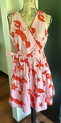 J. CREW NWT Lobster Print Sleeveless Faux Wrap Dress With Pockets Size 6 • $38