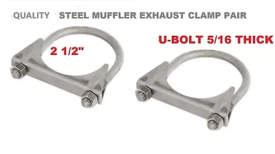 2x Muffler Exhaust Clamp 2 1/2  Quality Steel U-bolt 5/16   Pair Forklift • $5.90