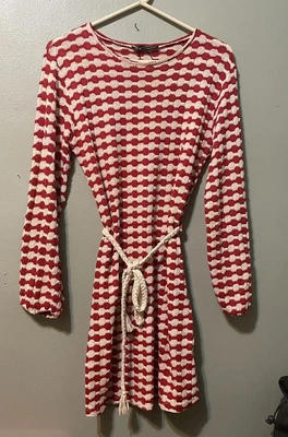 $8.25 • Buy Zara Weave Dress With  Rope Belt Long Sleeve Knit Medium