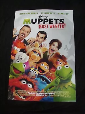MUPPETS MOST WANTED Movie Poster RICKY GERVAIS TINA FEY Original DS One Sheet • $16