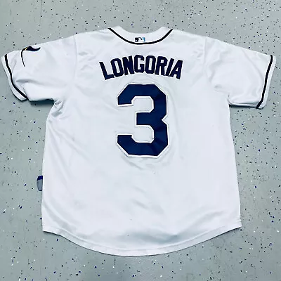 Majestic Tampa Bay Rays MLB Evan Longoria #3  White Sewn Jersey Men's Size 50 • $34.89