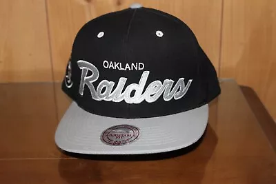 Oakland Raiders Hat Mens One Size Snap Back Black Scripts Mitchell And Ness New • $29.12