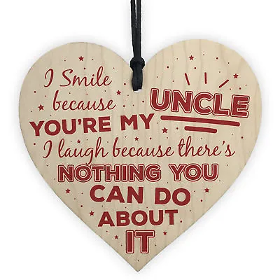 Uncle Birthday Gifts Presents Wooden Heart Plaque Keepsake Christmas Uncle Gifts • £3.99