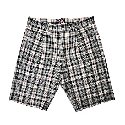 IJP Ian Poulter Golf Shorts Men’s Gray Checked Plaid Size 34 X 11 • $21.24