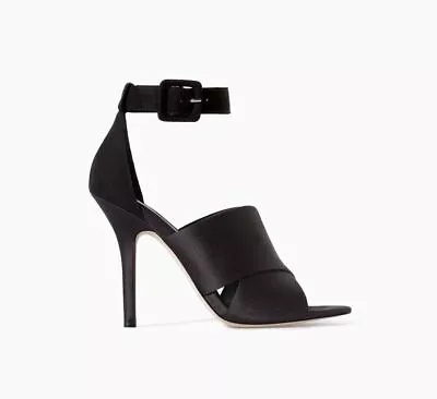 Zara Satin Black Crossover High Heel Sandals Shoes Size Uk 3 Eu 36 Usa 6 Bnwt • $37.18